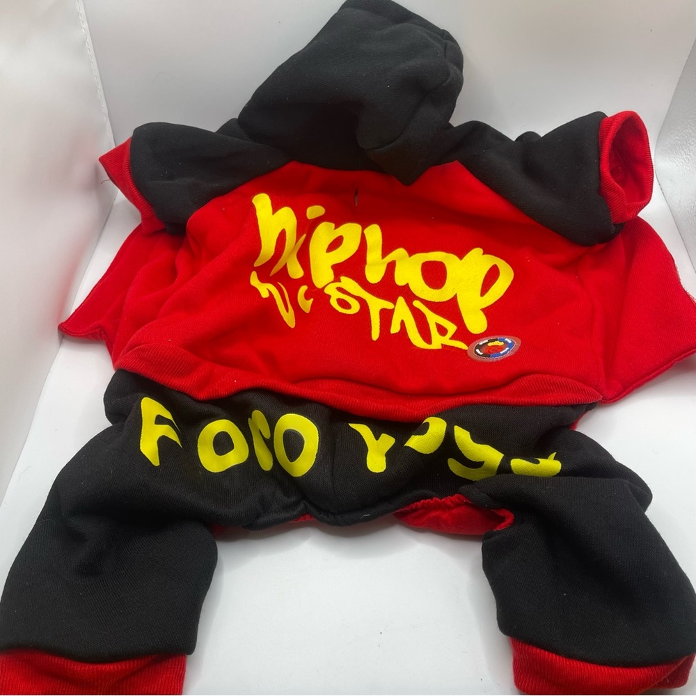 Royal Wise Dog Costume Size Medium Hip Hop Star Red And Black 100% Polyester